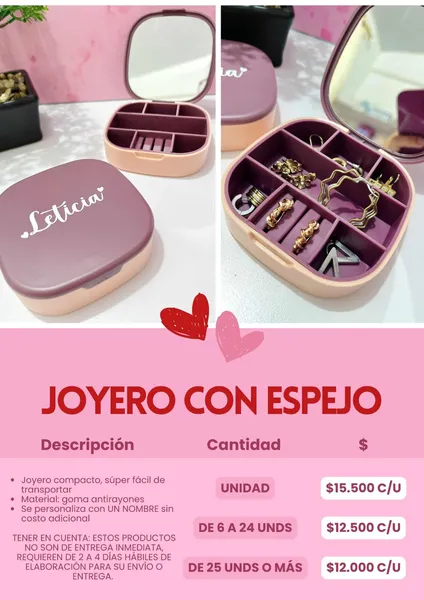 Joyero con espejo