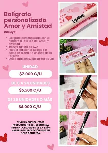Bolígrafo personalizado Amor y Amistad