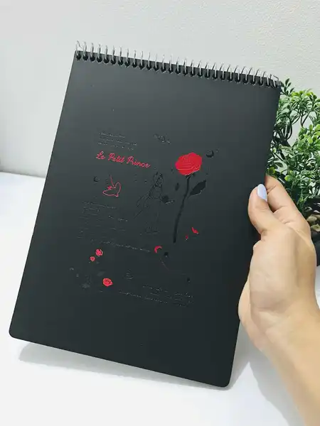 Bitácora de dibujo hojas negras